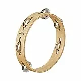 Nino Percussion Traditional Wood Trambourine - Musikinstrument für Kinder ab 3 Jahren - Durchmesser 8 Zoll - 1 Reihe Jingles - Siam Eiche, Natur (NINO46)