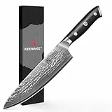 KEEMAKE Damastmesser Kochmesser 20cm, Küchenmesser Scharfes Messer aus 67 Schichten Damaststahl mit G10 Griff, perfekte Vatertagsgeschenk