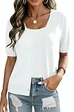 Yommay Damen Strickjacke Kurzarm Sommer Shrugs Vorne Offener Cardigans V-Ausschnitt Leichte Elegante Tops Lässig Damen Strickjacken Kurz,Weiß,XL