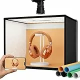 RALENO 40x30x30cm Fotobox, 24W Dimmbares Fotostudio Set, Faltbare Lichtbox, 5500K, 97 TLCI LED Beleuchtung, 7500Lux/0.3m Tragbare Lichtzelt mit 6 Farbe Hintergründe für Produktfotografie