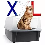 Iris Ohyama, XXL Katzenklo, Katzentoilette Hoher Rand, Grau, Großes Katzenklo, Abnehmbare Ränder, Auslaufschutz, Einfache Reinigung, Für Große Katzen, Zwei Katzen, Maine Coon, BPA-frei – CLH-XL