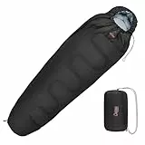 ALPIDEX Schlafsack Mumienschlafsack 4 Jahreszeiten 225 x 80 cm Duo Therm -17° C 400 GSM Kleines Packmaß Ultraleicht Reise Camping Trekking Outdoor Sleeping Bag Warm, Schwarz, Reißverschluss:rechts