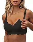 As Fairy Still-BHS zum Stillen, Kabelloser Nahtloser Schwangerschafts-BH Ultra Komfort Schwangerschafts Schlaf Bralette für Frauen (Schwarz-doppel Vorderwelle L)