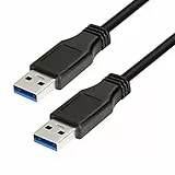 LogiLink CU0038 - USB 3.0 Anschlusskabel (USB-A Stecker zu USB-A Stecker) mit Übertragungsraten bis 5 Gbit/s, Farbe: Schwarz, Länge: 1m