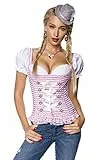 Dirndline Damen Trachtenmieder mit integrierten Push-up Bluse, Kurze L?nge, XS