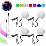 XEERUN LED Poi Bälle, 4 Stück Jonglierbälle Leuchtend, Glow Kugeln Mit Regenbogen Farben und Strobe Effekt, für Spinnen Schwingen Bauchtanz