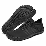 Racqua Wasserschuhe Herren Aquaschuhe Damen Schuhe schnell trocknend Barfuß Pool Rudern Schuhe Anti-Rutsch-Strand Schuhe Schwimmschuhe Schwarz EU48