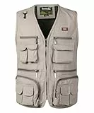 KTWOLEN Herren Angelwesten Sommer Outdoor Weste mit Vielen Taschen Fotografie Anglerweste Arbeitsweste Safari Weste Jagd und Fischer Weste, Beige, XXL