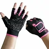 Nesirooh Fitness Handschuhe Herren Damen, Trainingshandschuhe für Gym, Krafttraining, Gewichtheben, Rudern, Radfahren (Schwarz Rosa, M)