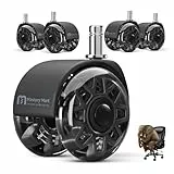 Mastery Mart Bürostuhl Rollen 5er Set Φ60mm, Hartbodenrollen 11mm x 22mm Bürostuhlrollen Ersetzen Bodenschutzmatten – Passend für 98% aller Stuhlrollen (Nicht für 1KEA, Schwarz)