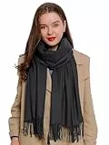 DonDon Schal Damen Winter Wollschal Winterschal warm weich 185 x 65 cm Anthrazit