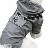 JoyDaog Premium-Regenmantel Mit Kapuze für Mittelgroße Hunde, Outdoor-Sport, Wasserdichte Regenjacke, Welpen-Regenmantel Mit Taschen, Grau, Größe M