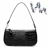 Camilife Handtasche Damen Vintage, Umhängetasche mit Schickem Krokoprägung-Druck, Kleine Umhängetasche Damen,Damen Schultertasche,Frau Vintage Shoulder Mini Bag