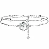 Lydreewam Lebensbaum Armband für Damen 925 Sterling Silber Baum des Lebens Doppel Armkette mit Geschenkbox für Geburtstag Muttertag Weihnachten, verstellbar 17+4cm