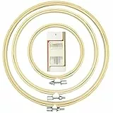 3 Stück 3 Größen runder Bambus-Stickrahmen Kreis Kreuzstich Hoop Ring zum Basteln Nähen, mit Goldöhr-Sticknadeln, LAMXD Stickrahmen