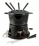 Swissmar F66708 Sierra Fondue Set 11-teiliges, Gusseisen/Edelstahl, Metallisches Schwarz, 1.6L, Fondue-Set für Fleisch, Käse und Schokolade, für 4 Personen, Geschenkset