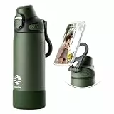 Fjbottle Edelstahl Trinkflasche mit Magnetgriff als Handyhalter - 1-Klick Öffnung Sport Wasserflasche 1000/700/600ml – BPA-frei/Auslaufsicher Flasche für Fitness, Yoga
