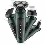Elektrisch Kopfrasierer, Elektrorasierer Herren, Multifunktionaler Rasierer mit Bartschneider, Kopfrasierer und Reinigungsbürste, Wasserdichter 4-in-1 Haarschneidemaschine für Gesichtsreinigung