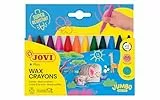 Jovi Wachsmalstifte Triwax, 3-kant Form, geruchlos, leicht auswaschbar, für alle Altersgruppen, Schachtel mit 12 Farben