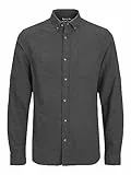 JACK & JONES Herren Jjeclassic Melange Shirt Ls Sn Hemd, Dark Grey Melange,XL