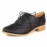Gicoiz Buro Derby Damen Schnüren Brogue Arbeit Oxford Low Blockabsatz Business Formal Runde Zehen Klassische Schuhe Männer Schwarz Gr 38 EU-39Cn
