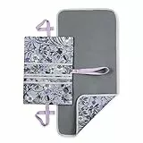 hauck Windeltasche mit Wickelunterlage Change N Walk für Unterwegs, Baby Wickeltasche Organizer, Wickeltetui mit Schlaufe für Kinderwagengriff, Wickelclutch, Abwischbar (Floral Grey)