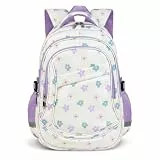 decalsweet Schulrucksack Teenager, Grosse Kapazität Lässig Kinderrucksack mit Reflexstreifen, Wasserdichter und Leicht Rucksack Kinder, Kinderrucksack Mädchen Jungen für Schule und Reise, Blume