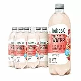 hohes C Vitamin Water Antiox Erdbeere & Grapefruit (6 x 750ml), Zellschutz vor oxidativem Stress: Vitamin C, Vitamin E + Selen, nur 6kcal/100ml, ohne Zuckerzusatz & Süßungsmittel, vegan