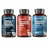 Glucosamin Chondroitin MSM Kapseln + Omega 3 Weichkapseln + Magnesium Komplex 4 in 1 Kapseln - Geschmacksneutral - Frei von Gluten, Gentechnik - Gemäß GMP - WeightWorld