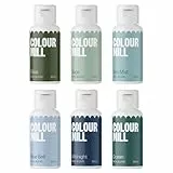 AOS Set | Colour Mill Lebensmittelfarben Set auf Ölbasis Coastal Colours Set 6x 20ml | Food Coloring für Schokolade, Fondant, Cupcakes, Kuchen, Backen | Fettlöslich Ölbasiert Flüssig