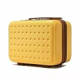 KONO Kosmetikkoffer Schminkkoffer Leicht Handgepäck Tragbar Beautycase Damen 100% ABS Make Up Koffer mit Handgriff und Reißverschluss Hartschalen 30 * 21 * 16cm Gelb