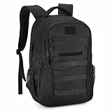 VINBAGGE Rucksack Molle Taktische Motorrad Wanderrucksack Outdoor Wasserdicht Trekkingrucksack 35L/40L Campus Daypack Jagdrucksack Schulrucksack für Jungen Herren - Schwarz