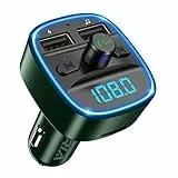 ORIA Bluetooth 5,3 FM Transmitter, Kabelloser Auto Radio Transmitter Adapter mit 2 USB Aufladung, Freisprechen KFZ Radio Adapter, Unterstützt TF Karte & USB-Stick Musik Spielen - Militärgrün