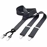 DonDon Hosenträger Herren extra stark grau 3,5 cm Hosenträger Herren breit in Y-Form lang - Starke Clips passend für Anzug Jeans Chinos Vintage Rockabilly Suspenders