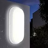 IEGLED 18W Kellerlampe LED Feuchtraumleuchte，IP65 Wandleuchte LED Wasserdicht，Neturalweiß 4000K Deckenleuchte，Weiß Wandlampe Deckenlampe Ovalleuchte für Flur Keller Garten Badzimmer Außenwand