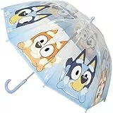 CERDÁ LIFE'S LITTLE MOMENTS Blauer Regenschirm für Kinder mit transparenter Kuppel, stark und sicher, mit Illustrationen von Bluey