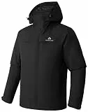 Pioneer Camp Herren Regenjacke Wasserdicht 15000mm Atmungsaktiv – Profi Wanderjacke mit Zwei-Wege Zwei-Wege-RV & 3 Taschen – Outdoor Windjacke für Trekking（Black;M