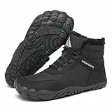 Mishansha Winter Barfußschuhe Herren Damen Barfussschuhe Outdoor Winterschuhe Wasserabweisend Winterstiefel Warm Gefüttert Winterboots, Schwarz EU Gr.47