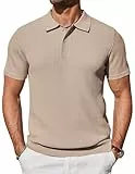 COOFANDY Poloshirts für Herren Kurzarm Sommer Polo Shirt Strick Casual Polohemd Golf Shirts Khaki S