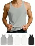 ALPIDEX Herren Classic Unterhemd 5er Set Männer Tank Top 100% Baumwolle Basic Feinripp Ärmellos Shirt Weiß Schwarz, Größe:S, Farbe:Black/White/Grey