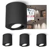 linovum CORI Deckenspot Aufputz schwarz dimmbar mit LED GU10 Licht neutralweiß 6,5W 230V - Aufbau Leuchte schwenkbar Ø80x84mm