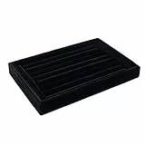 Yosoo Schmucktablett aus Samt, Präsentationstablett für Ausstellungen, Ablage für Ringe, Ohrringe, 23 x 15 cm, Schwarz
