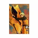 Generisch Anime Naruto Bijuu Kurama Kyuubi Leinwand Poster Schlafzimmer Büro Wohnheim Zimmer Dekor Geschenk Süße Wandkunst Ungerahmt 12x18 zoll