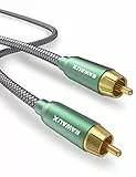 RAWAUX Cinch Kabel 1M mit 24K Vergoldetes RCA Stecker auf RCA Stecker Stereo Digitales Coaxial Audio Kabel Subwoofer Kabel für DVD, DAC, Lautsprecher, Verstärker, Hi-Fi-Systeme, HDTV