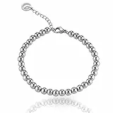 inSCINTILLE Kugel Armband Herren aus Edelstahl, Verstellbare Länge 18-21cm mit Geschenkbox (Kugeldurchmesser: 0,50 cm, Silber)
