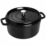STAUB Cocotte, Gusseisen Bräter, Alle Herdarten inkl Induktion, Rund, 24 cm, 3,8 L, Made in France, Schwarz