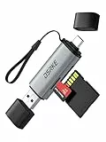DSRKE SD Kartenleser, USB 3.0 & USB C Dual Stecker Kartenlesegerät SD Karten Adapter für SD/SDHC/SDXC/microSD | Kompatibel mit iPhone 17/16/15, MacBook, Android & Windows