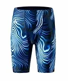 SURFEASY Jungen Jammer Badehose Schnelltrocknend Schwimmhose für Kinder Kompression Badeanzug (Marineblau/Kurve, S)