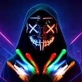 LED Halloween Purge Mask & Light Up Gloves Set - 3 Light Modes Scary Face Mask + 6 Mode Glow Skeleton Gloves - Halloween Costume for Adults & Kids (Blue/Red)
