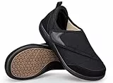 Gaatpot Verbandsschuhe Damen Hausschuhe Herren Extra Weit mit Klettverschluss für Arthritis Geschwollen Leichte Freizeit Senioren Schuhe Schwarz 39
